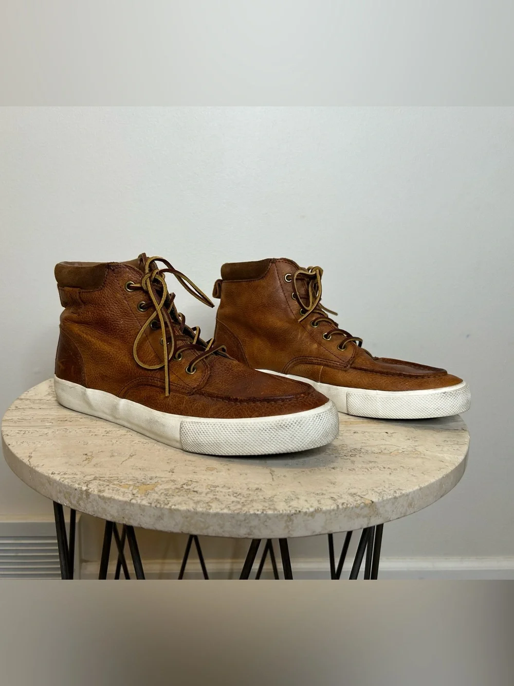 Polo Ralph Lauren Men's Brown Leather High-Top Sneakers Size 9.5D